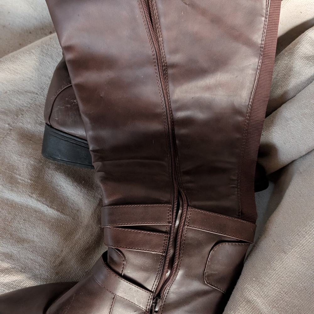 Brown Leather Riding Boots Women's 10 W - Picture 2 of 4